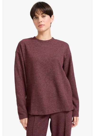 Defacto Relax Fit Bisiklet Yaka Sweatshirt F1013ax25aubr93 Bordo