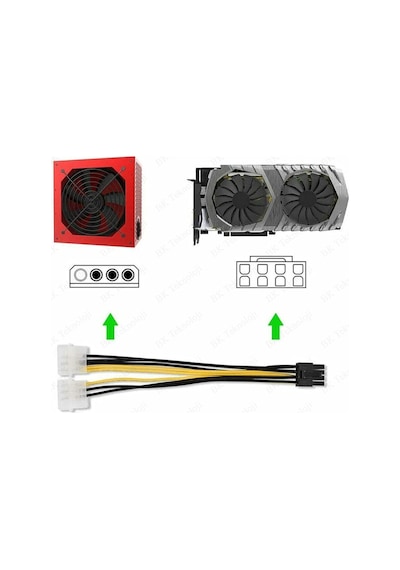 8 Pin Pcıe To 2X4 Pin Molex Ekran Kartı Power Kablosu