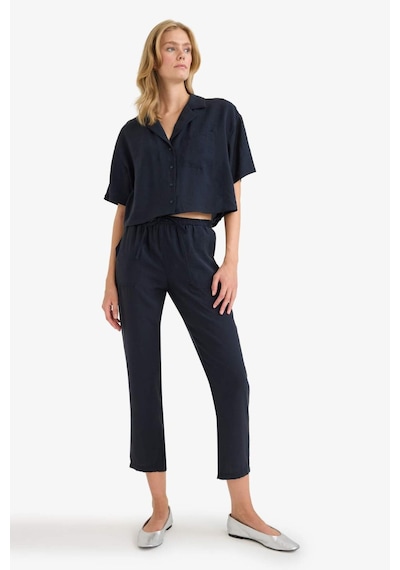 DeFacto Straight Fit Çift Cepli Yüksek Bel Düz Paça Modal Kumaş Pantolon E5962AX25SPNV100