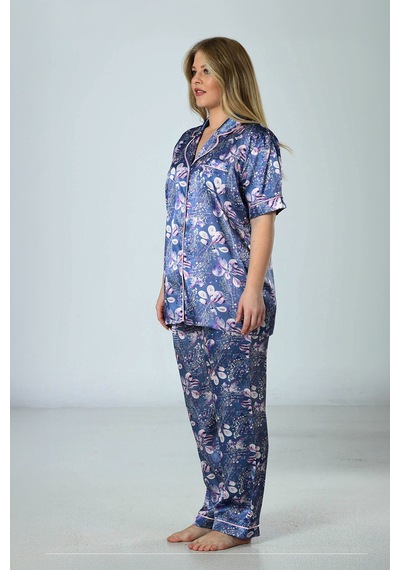 Nisanca Premium Saten Çeyizlik Kadın Pijama Takımı Kore İpeği Dokusu, Dantel Detaylı, Hediye Kutulu Füme