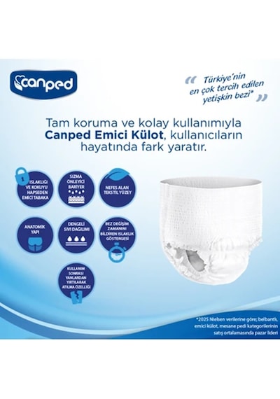 Canped Emici Külot L Beden Büyük Boy Hasta Bezi 30 Adet 1 Paket