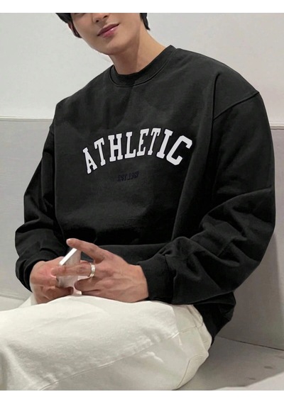 Startmore Adrift Dazy Letter Graphic Drop Shoulder Sweatshirt Siyah Siyah