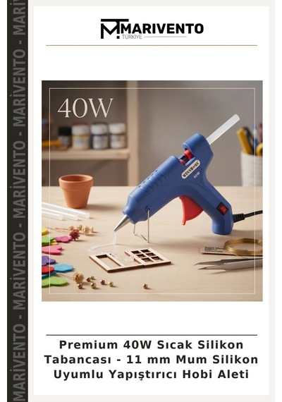 Premium 40w Sıcak Silikon Tabancası - 11 Mm Mum Silikon Uyumlu Yapıştırıcı Hobi Aleti