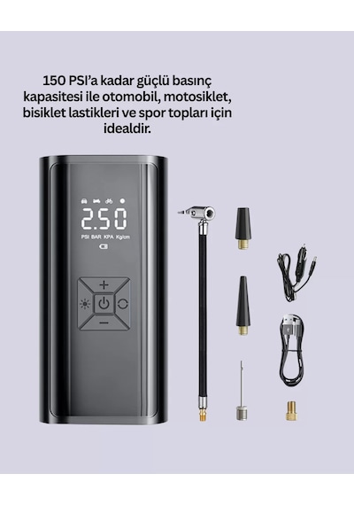 Hepsi 12v Uyumlu Çok İşlevli Akıllı Araç Lastik Pompası Yeni Nesil Najmaddin