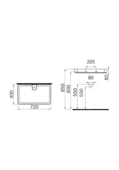 Idevit Slim Dikdörtgen Gizli Gider Çanak Lavabo 60CM Dahil
