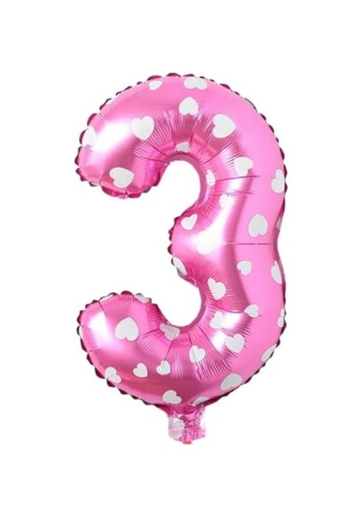 3 Rakamlı 16 İnç Pembe Kalpli Folyo Balon 36 Cm Pembe 256
