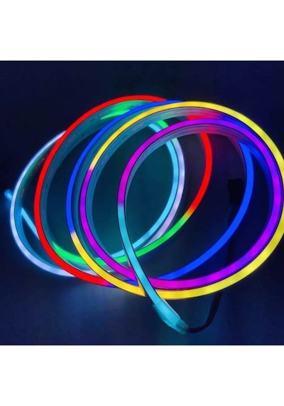 Neon Led Ip65 Piksel 6x12 Hortum Bant Şerit 5m Rgb Dc 12v Smd 2811 2.5cm Kesilir Esnek Silikon Su Geçirmez RGB