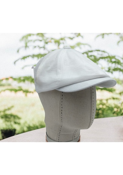 Shopiolog Erkek Beyaz Keten Kasket Şapka Ilkbahar Yaz Men Linen Hat Beyaz