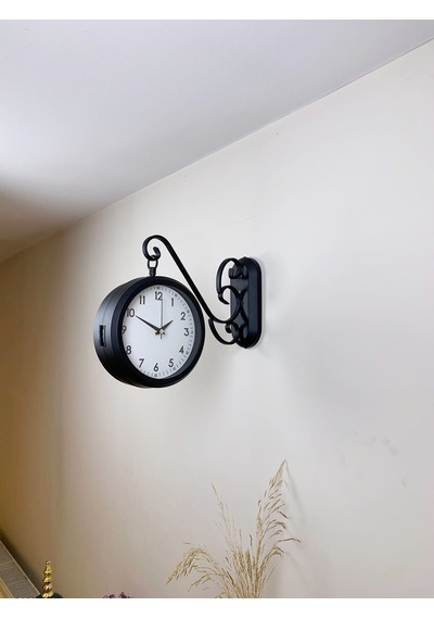 Siyah Metal İstasyon Saati 36 X 25 Cm