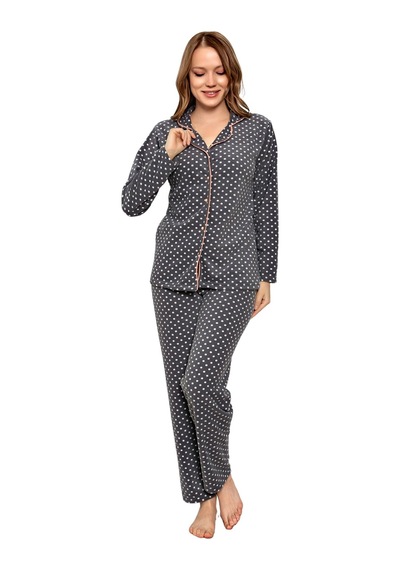 Nisanca Kadın Kışlık Welsoft Peluş Polar Düğmeli Pijama Takımı Füme