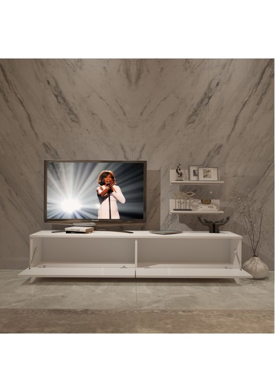 Decoraktiv Eko 4 Slm Std Retro Tv Ünitesi Tv Sehpası - Parlak Beyaz