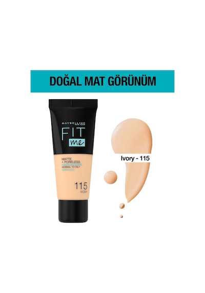Maybelline New York Mat Fondöten - Fit Me Matte + Poreless Foundation 115 Ivory