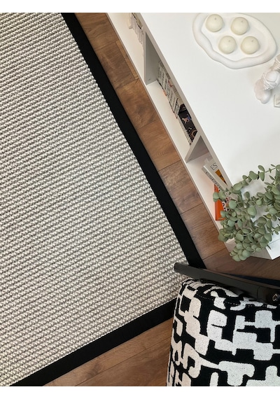 Kumaş Bordür Gri Bukle Antrasit Bordür Halı Salon Koridor Mutfak Çocuk Odası Halısı Kilim S267 Gri - Siyah