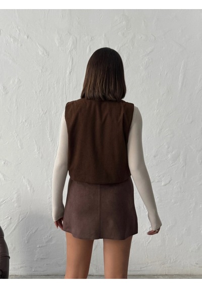 Verymoda Fitili Kadife Nakışlı Yelek Vmf2010 Kahve