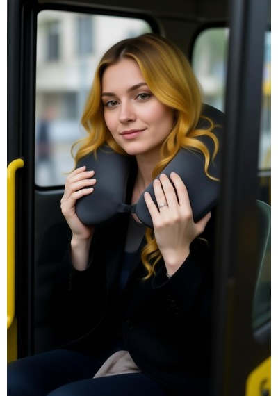 Seyahat Boyun Yastığı U Tip Klipsli Welsoft Kumaş Mat Siyah