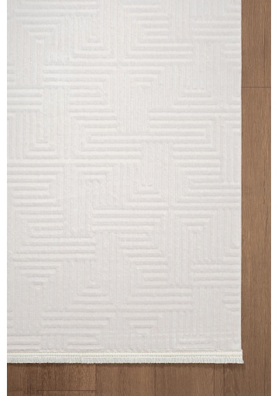 Jade Jd013w Beyaz Halı Modern Desenli Triko Akrilik Pamuk Tabanlı Kaymaz Salon Oturma Odası Halısı-779 Beyaz