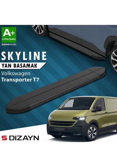 S-dizayn Vw Transporter T7 Skyline Siyah Yan Basamak 223 Cm 2024 Üzeri A+ Kalite