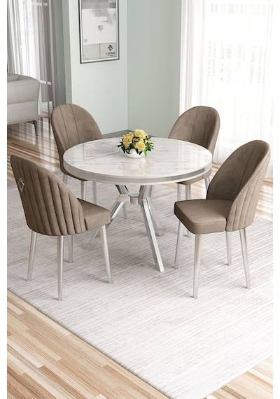 Canisa Mos Serisi 90x90 Lak Panel Beyaz Mermer Desen Mutfak Masası Takımı Ve 4 Cappucino Sandalye Beyaz Mermer Desen Masa Cappucino Sandalye Canisa Mos Serisi 90x90 Lak Panel Beyaz Mermer Desen Mutfak Masası Takımı Ve 4 Cappucino Sandalye Beyaz Mermer Desen Masa Cappucino Sandalye