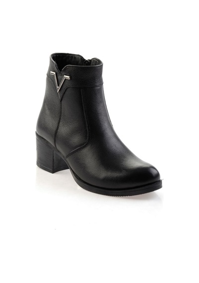 Bambi Siyah Hakiki Deri Kadın Bot & Bootie K02286701303 Siyah