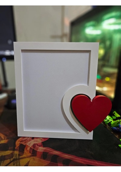 3d Baskı Kalp Detaylı Fotoğraf Çerçevesi Masaüstü Romantik Çift Fotoğraf Çerçevesi Beyaz Kırmızı