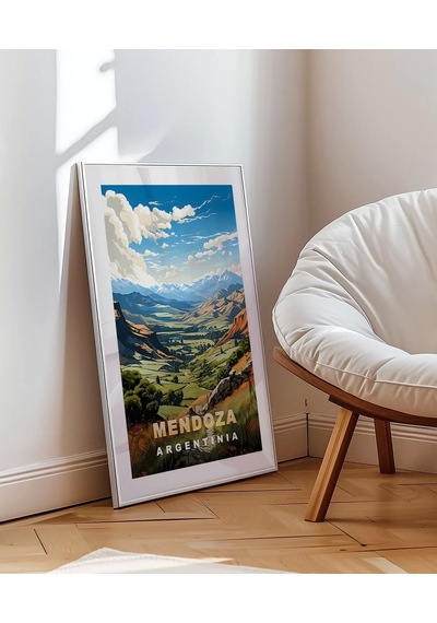 Çerçevesiz Poster Mendoza Dağ Manzarası Ve Yeşil Vadiler