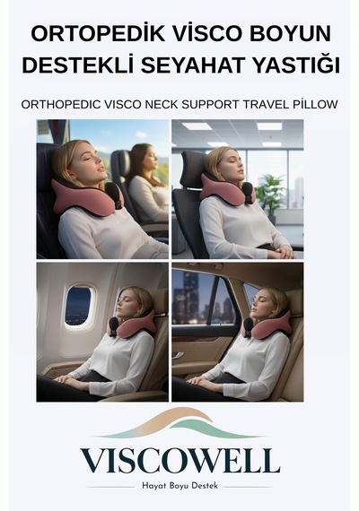 Ortopedik Boyun Yastığı Visco Boyun Destekli Seyahat Boyun Yastığı Araba Ev Uçak Taşınabilir Pembe