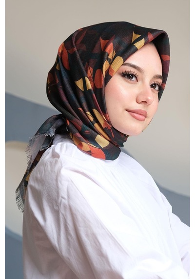 Afvente Yaprak Desen Sarı Pamuk Eşarp