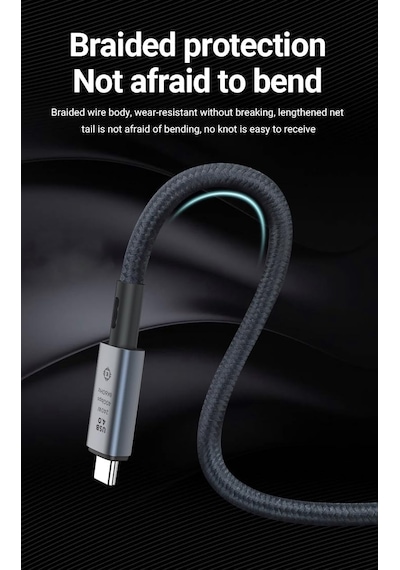 Lexroo Zr848 240w Usb 4.0 40gbps 8k Thunderbolt Görüntü Aktarım Ve Hızlı Şarj Kablosu 0,5 Metre Standart