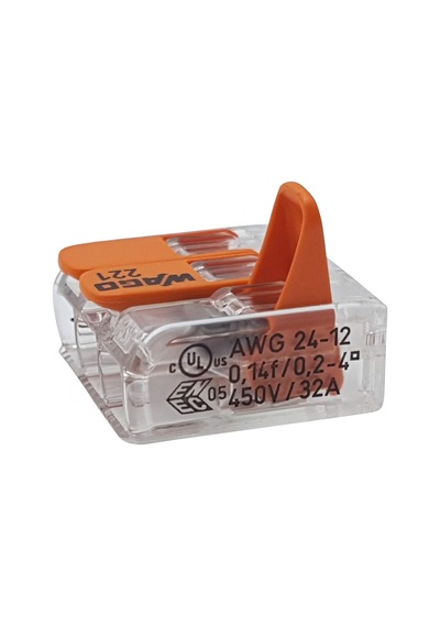 Wago 10 Adet Wago 221-413 Bağlantı Terminali 3 Damarlı Kollu 0,2-4 Mm², Küçük Şekil, Şeffaf