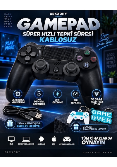 Premium Ps4 Uyumlu Oyun Kolu Kablolu&kablosuz Kullanım Bluetoothlu Bilgisayar Kol Gamepad Joystick