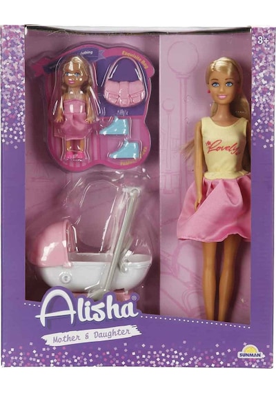 Alisha Anne Ve Kız Mutlu Gezinti Oyun Seti Elbiseli Alisha Bebek Ve Bebek Arabalı Puset