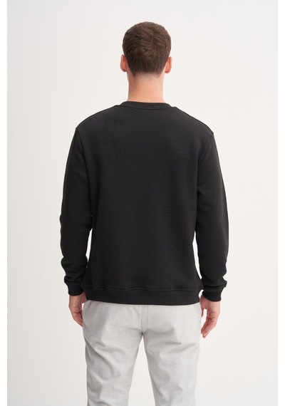 Cazador 54250 Erkek Bisiklet Yaka Sweatshirt Siyah