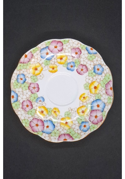 Crown China Nadir Seri Porselen Antika Kahve Fincanı Ve Tabağı 120 Ml Sarı