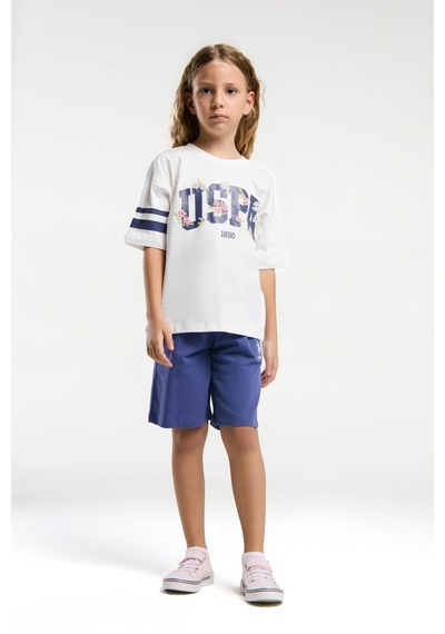 U.s. Polo Assn. Premium Kız Çocuk Rahat Kalıp Oversize Pamuklu Yazılı Kısa Kollu Şortlu Pijama Takım Beyaz U.s. Polo Assn. Premium Kız Çocuk Rahat Kalıp Oversize Pamuklu Yazılı Kısa Kollu Şortlu Pijama Takım Beyaz