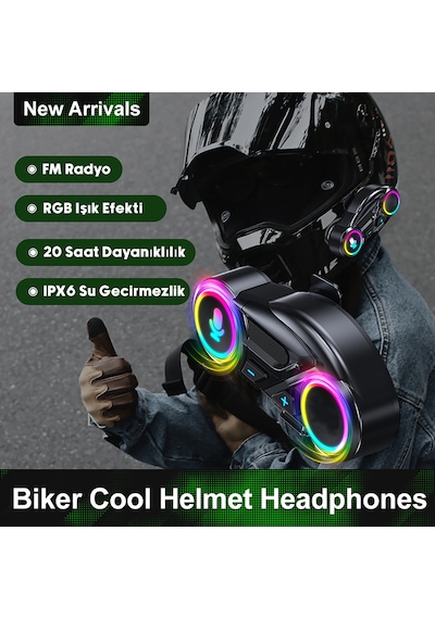 Motosiklet İntercom Seti Yeni Sürüm Bluetooth V6.0 Rgb Kask Kulaklık
