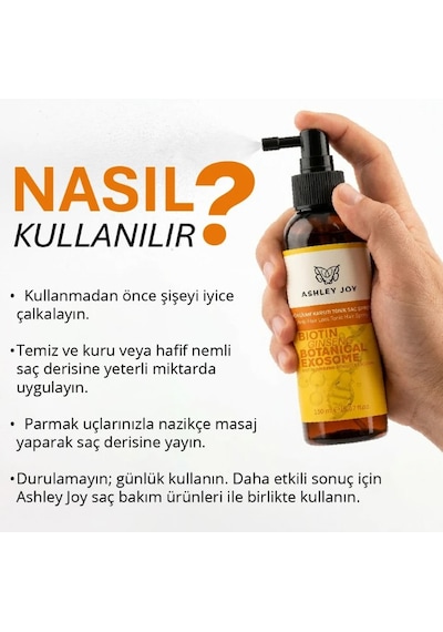 Ashley Joy Bitkisel Eksozom & Biotin Içerikli Dökülme Karşıtı Tonik Saç Spreyi 150 Ml