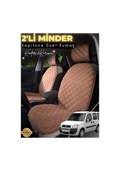 Fiat Doblo Uyumlu 2'li Süet Oto Koltuk Minderi Terletmez Universal Oto Koltuk Kılıfı A5 Kahverengi
