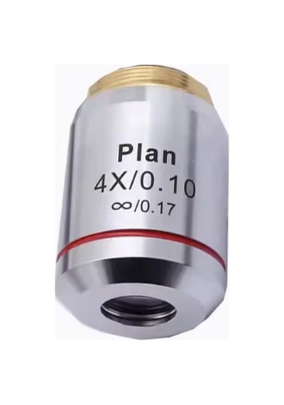 Mikroskop Objektifi 4x Infinity Plan Sonsuz Plan 4x/0.10 /0.17 Özel Kabında