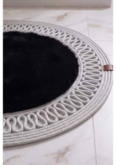 Banyo Paspası Takımı 60x100+40x60 Cm İç Trikot Siyah & Gümüş