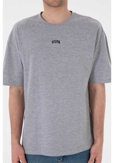 U.S. Polo Assn. Erkek Comfort Fit Bisiklet Yaka Gri Melanj Tişört 50306017-VR086