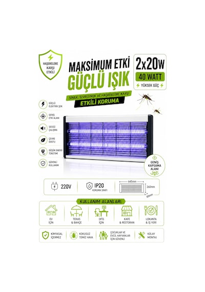 40w Elektrikli Uv Led Işıklı Sinek Öldürücü Sinek Kovucu Işık