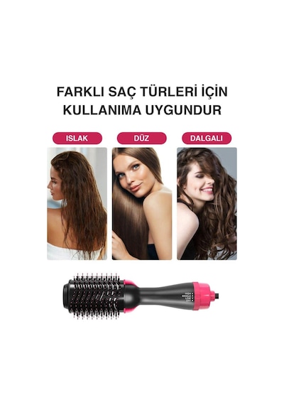3in1 Tarak Saç Şekillendirici Düzleştirici Kurutmalı Fön Tarağı