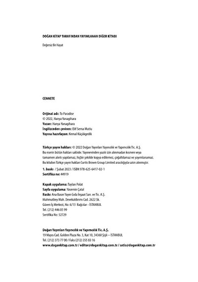 Cennete - Hanya Yanagihara - Doğan Kitap