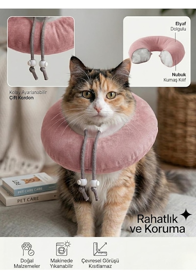 Patiderm Elizabeth Yakalık Yumuşak Ayarlanabilir Kedi Köpek Koruyucu Boyunluk, Pembe, M Beden