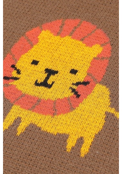 Kız Ve Erkek Bebek Için Triko Örgü Bebek Battaniyesi 85cm X85cm Kahve Aslancık Kahve Kahve
