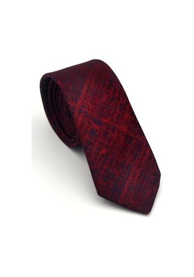 Gaffy Lacivert Kırcıl Desenli Bordo Dokuma Kumaş Mendilli Slim Fit Kravat // Sdk-2610-4 Bordo