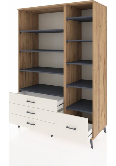Kronos Dolap 9 Raflı 4 Çekmeceli 132x59x195 Çam-antrasit/aytaşı Antrasıt/aytası Kronos Dolap 9 Raflı 4 Çekmeceli 132x59x195 Çam-antrasit/aytaşı Antrasıt/aytası