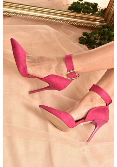 Fox Shoes Fuşya Süet Kadın Topuklu Ayakkabı K654073302 Fuşya