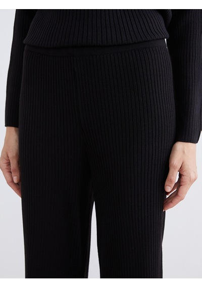 Lcw Comfort Siyah Beli Lastikli Kadın Triko Pantolon