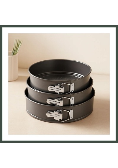Bezos 3'lü Yuvarlak Metal Kelepçeli Kek Kalıp Seti 24-26-28 Cm Nhr